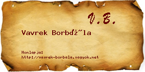 Vavrek Borbála névjegykártya